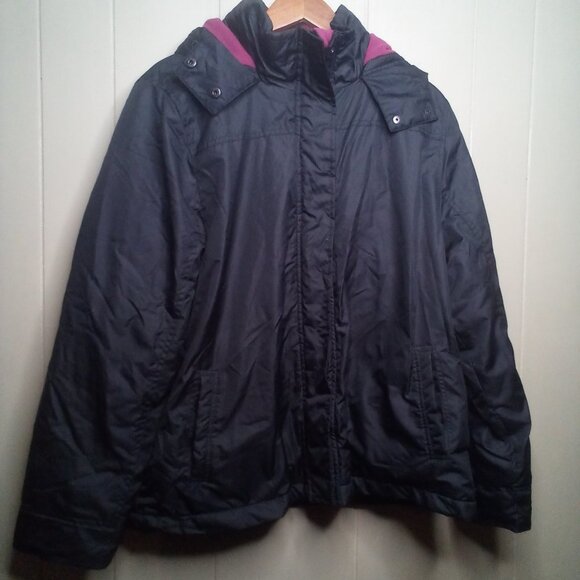 Attention Coat Jacket XL Women Hood Pockets Zipper Snap Black - Picture 13 of 14